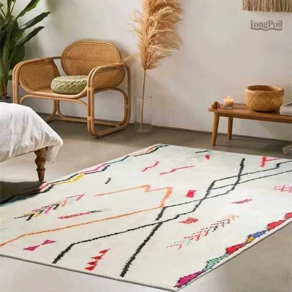 Tapis Beige avec motifs ethniques traditionnels