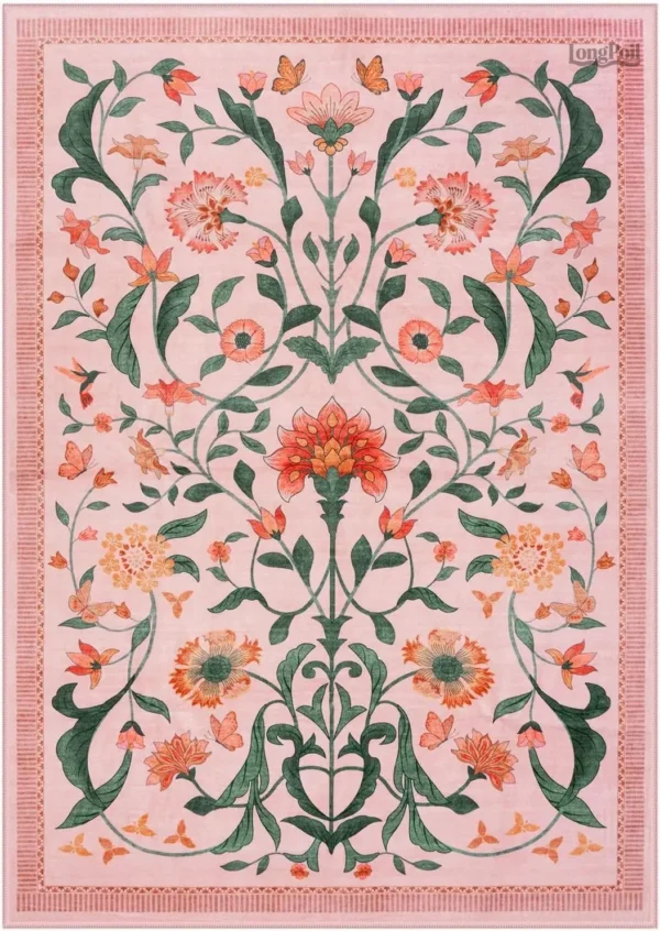 tapis-fleurs-rose-1 Tapis Fleurs Rose élégant pour décoration intérieure