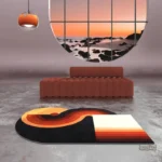 Tapis décoratif aux contours asymétriques pour intérieur
