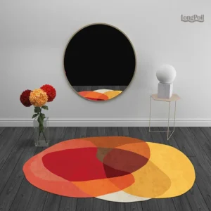 Tapis aux couleurs vives, forme unique pour intérieur moderne