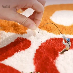 Tapis bleu canard avec motifs géométriques élégants