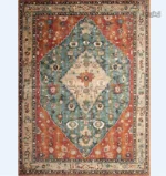 Tapis Indien Rouge au design traditionnel et vibrant