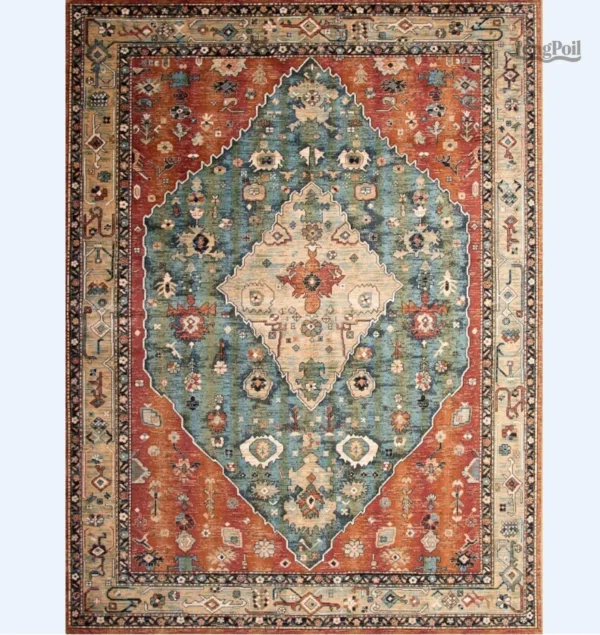 Tapis Indien Rouge au design traditionnel et vibrant