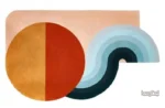 Tapis irrégulier orange et bleu en forme moderne