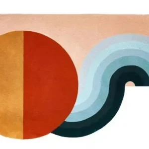 Tapis irrégulier orange et bleu en forme moderne