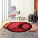 Tapis irrégulier rouge, design moderne et unique