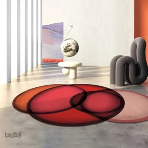Tapis irrégulier rouge, design moderne et unique