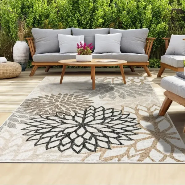 Tapis jardin résistant aux intempéries, motif élégant