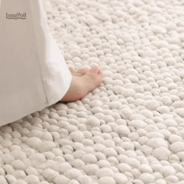 Tapis laine beige doux pour décoration intérieure