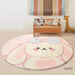 Tapis Lapin Rose pour enfants, design doux et ludique