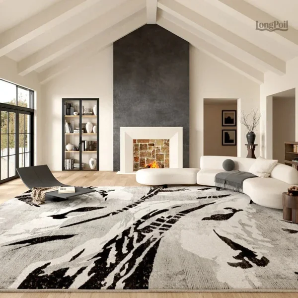 tapis-marbre-noir-et-dore-1 Tapis effet marbre noir et doré, élégant et moderne