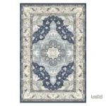 Tapis marocain bleu, artisanal avec motifs traditionnels