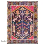 Tapis marocain rouge au design traditionnel et coloré