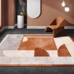 Tapis motif abstrait avec une palette de couleurs vibrantes