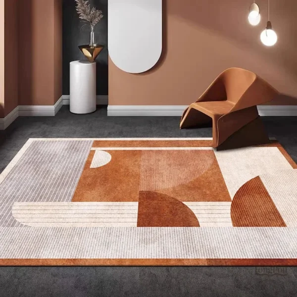 Tapis motif abstrait avec une palette de couleurs vibrantes
