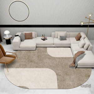 Tapis ovale, style contemporain, idéal pour la salle à manger