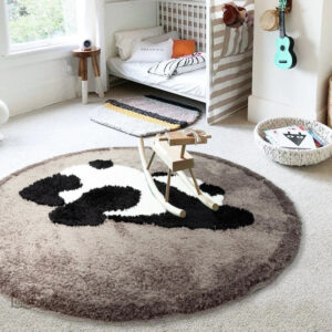 Tapis panda rond, design animalier pour une décoration ludique