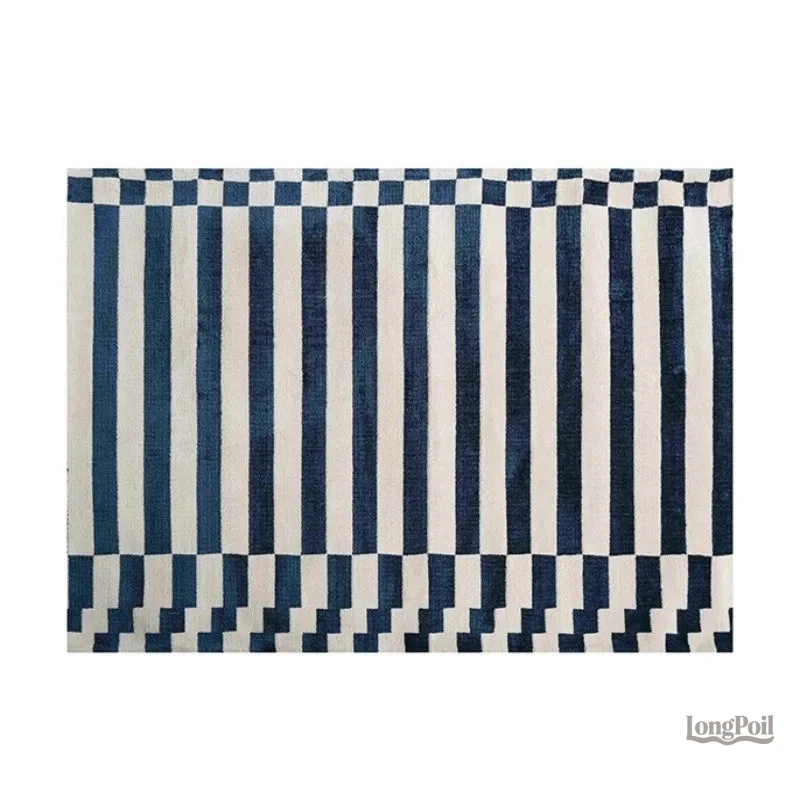 Tapis Rayé Noir et Blanc
