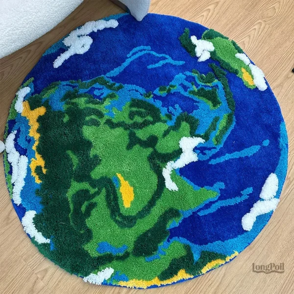 Tapis rond contemporain en style épuré