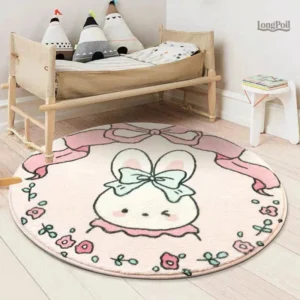 Tapis rond lapin doux et décoratif pour chambre d'enfant