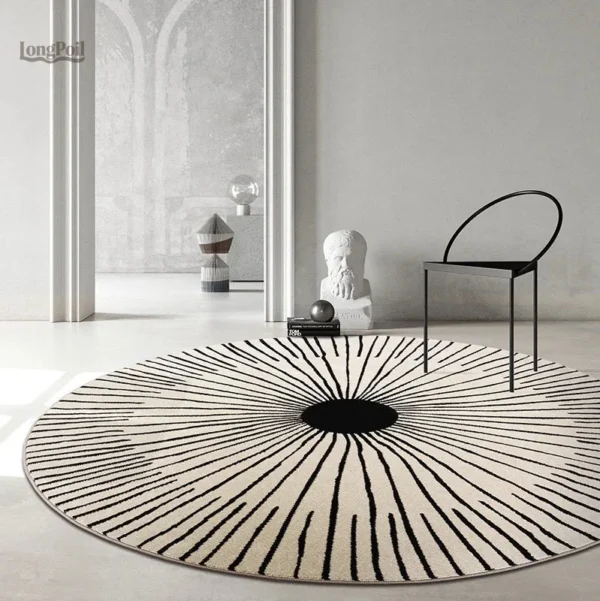 Tapis moderniste circulaire avec motifs élégants