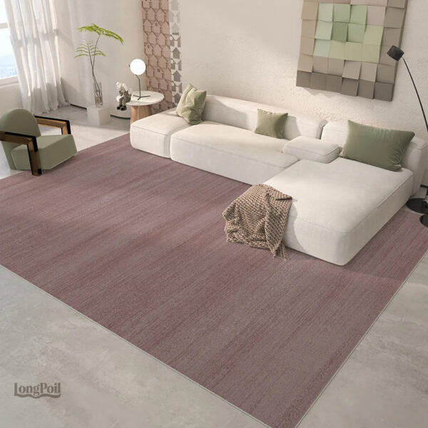 Tapis uni rose, style minimaliste pour salon ou chambre