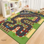 Tapis route pour enfant avec circuit voiture ludique