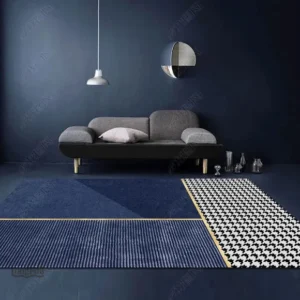 Tapis salon bleu élégant pour une décoration moderne