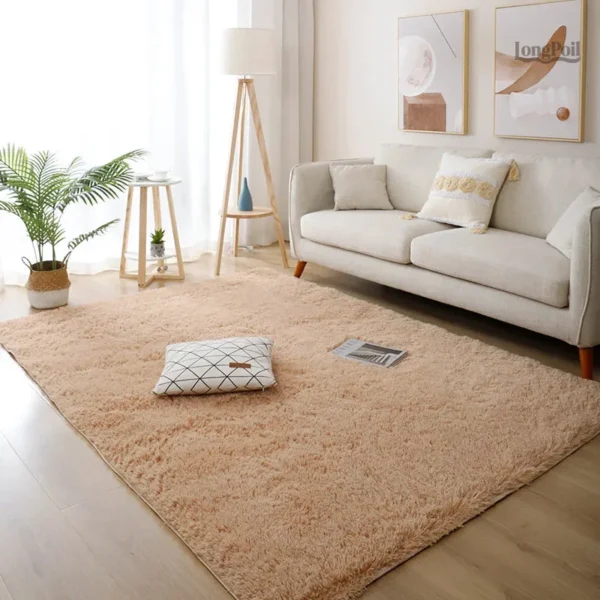 Tapis Shaggy pour salon, poils longs et doux
