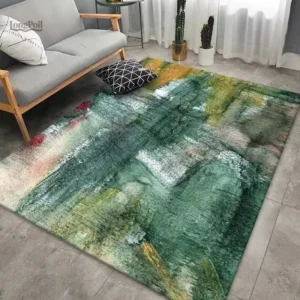 Tapis salon vert élégant et moderne pour décoration intérieure