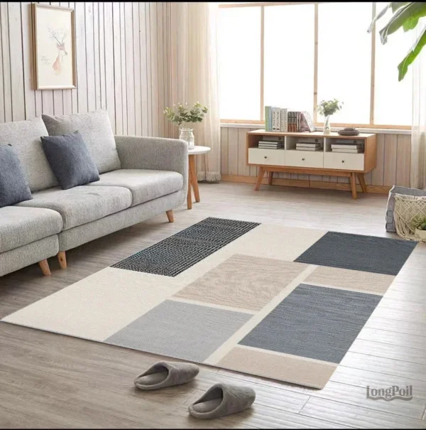 Tapis en velours doux, couleur beige, pour intérieur chic