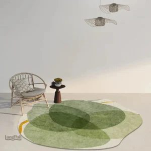 Tapis de chambre bébé vert, design apaisant