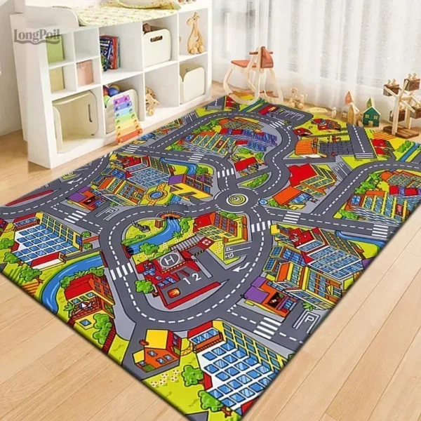 tapis-voiture-enfant-1 Tapis voiture enfant avec circuit pour jouer et s'amuser
