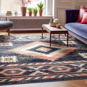 Tapis au style bohème, motifs colorés et modernes