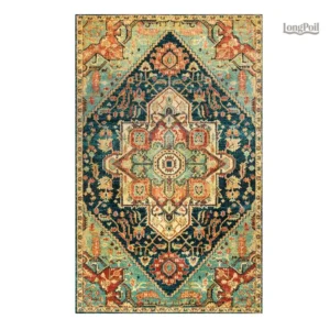Tapis vintage avec motifs classiques et couleurs chaleureuses