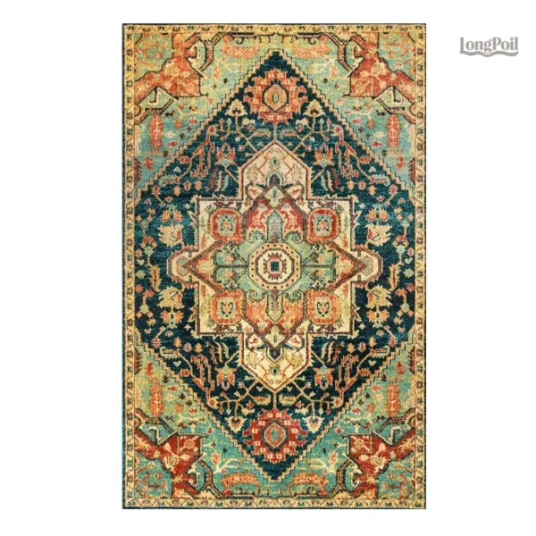 Tapis vintage avec motifs classiques et couleurs chaleureuses